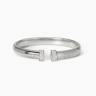 Kidult - Bracciale Tubogas - Cristalli Bianchi - Acciaio