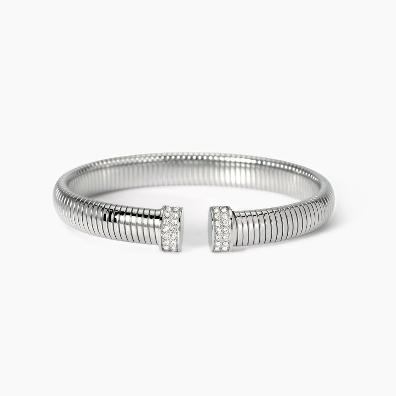 Kidult - Bracciale Tubogas - Cristalli Bianchi - Acciaio