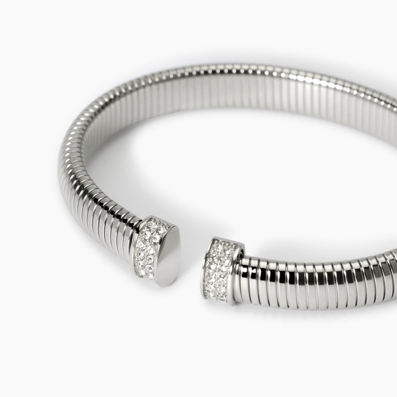 Kidult - Bracciale Tubogas - Cristalli Bianchi - Acciaio