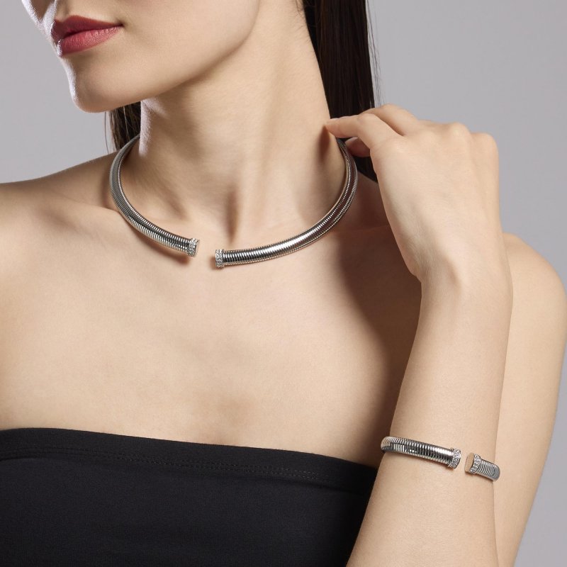 Kidult - Bracciale Tubogas - Cristalli Bianchi - Acciaio