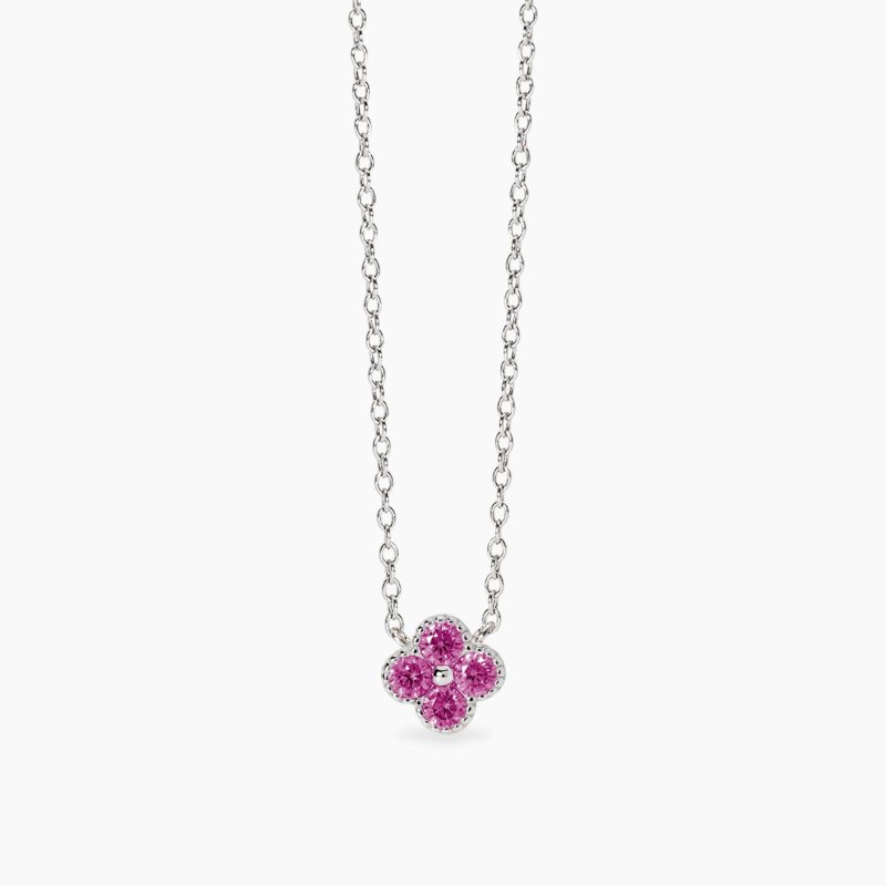 Mabina - Girocollo Fiore Rosa - Argento - Zirconi