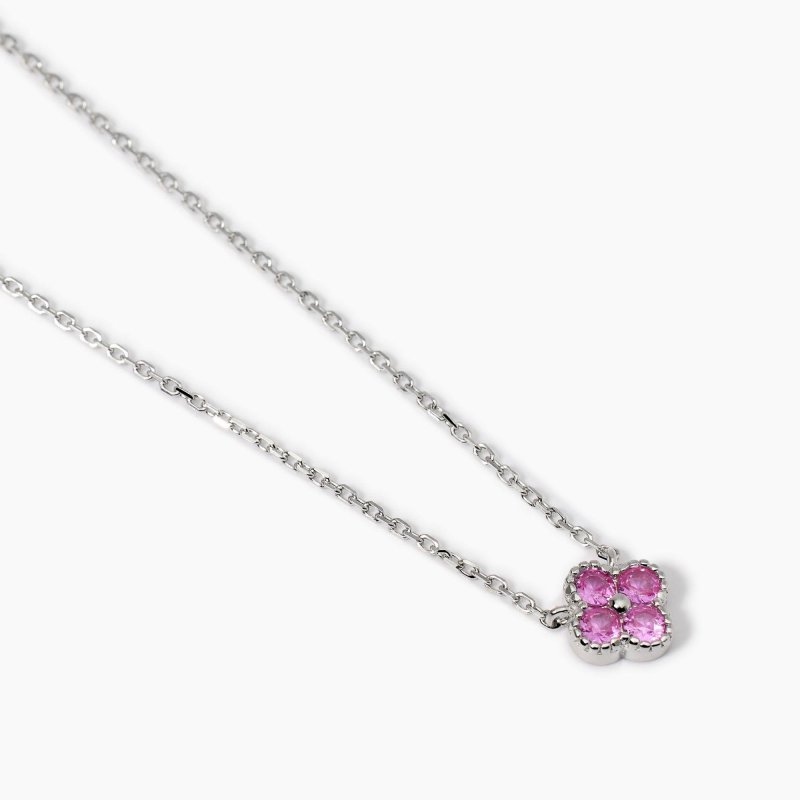 Mabina - Girocollo Fiore Rosa - Argento - Zirconi