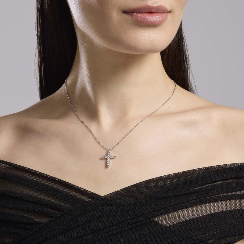 Mabina - Girocollo Con Pendente Croce - Argento Zirconi