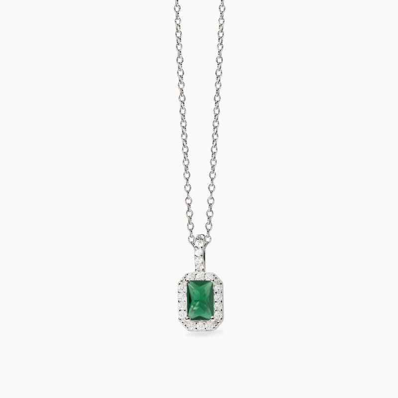 Mabina - Girocollo Smeraldo Sintetico - Argento 925