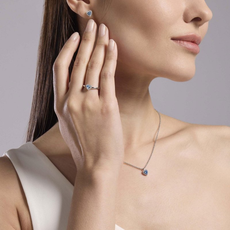 Mabina - Girocollo Love Affair - Argento - Acquamarina