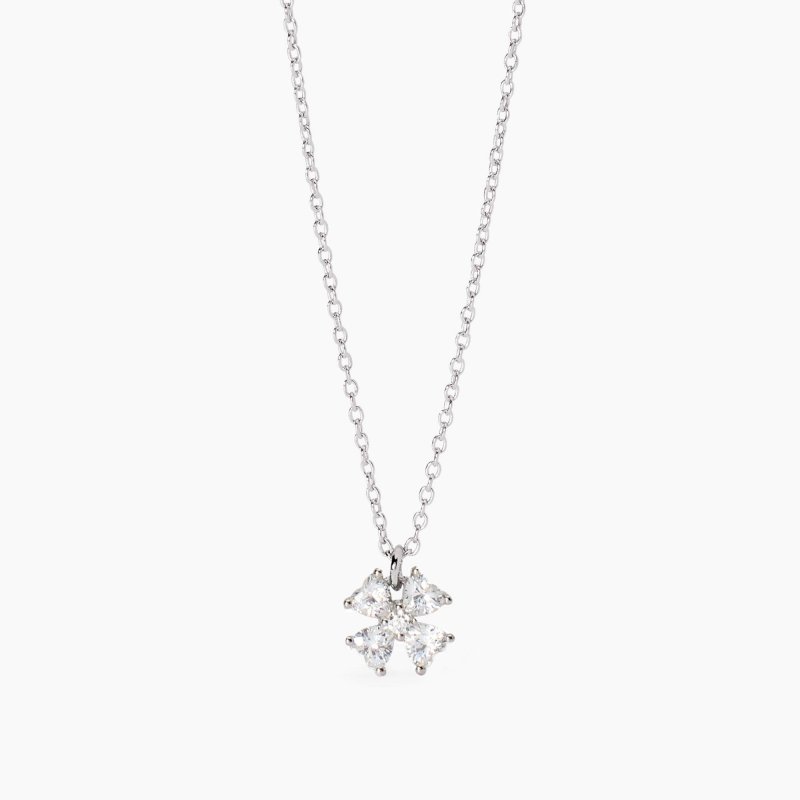 Mabina - Girocollo Quadrifoglio - Argento - Zirconi
