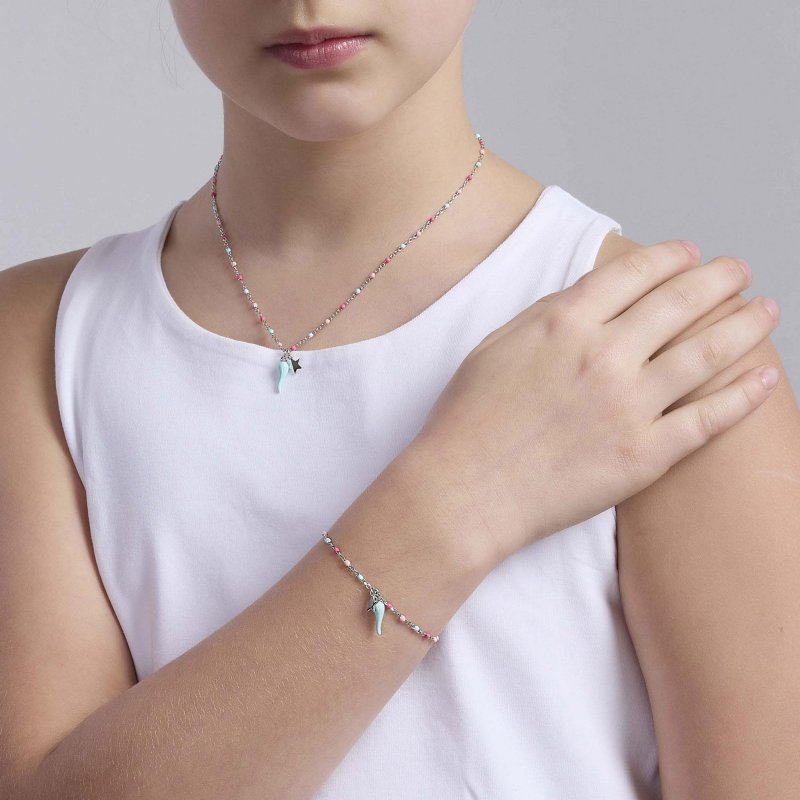 Mabina - Girocollo Multicolor Bambina - Argento Rodiato