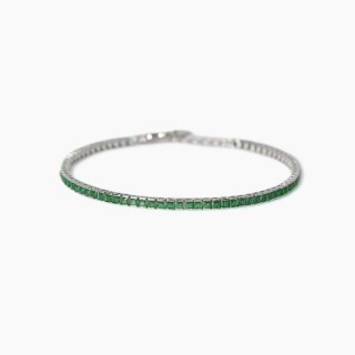 Mabina - Bracciale Tennis Uomo - Smeraldi Sintetici - Argento