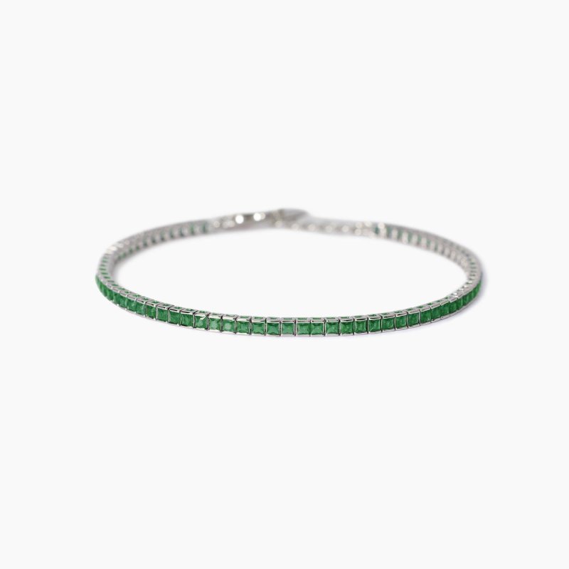 Mabina - Bracciale Tennis Uomo - Smeraldi Sintetici - Argento