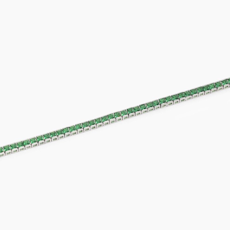 Mabina - Bracciale Tennis Uomo - Smeraldi Sintetici - Argento