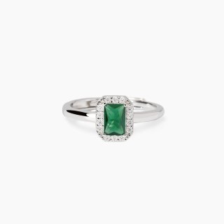 Mabina - Anello Regolabile - Smeraldo Sintetico - Argento