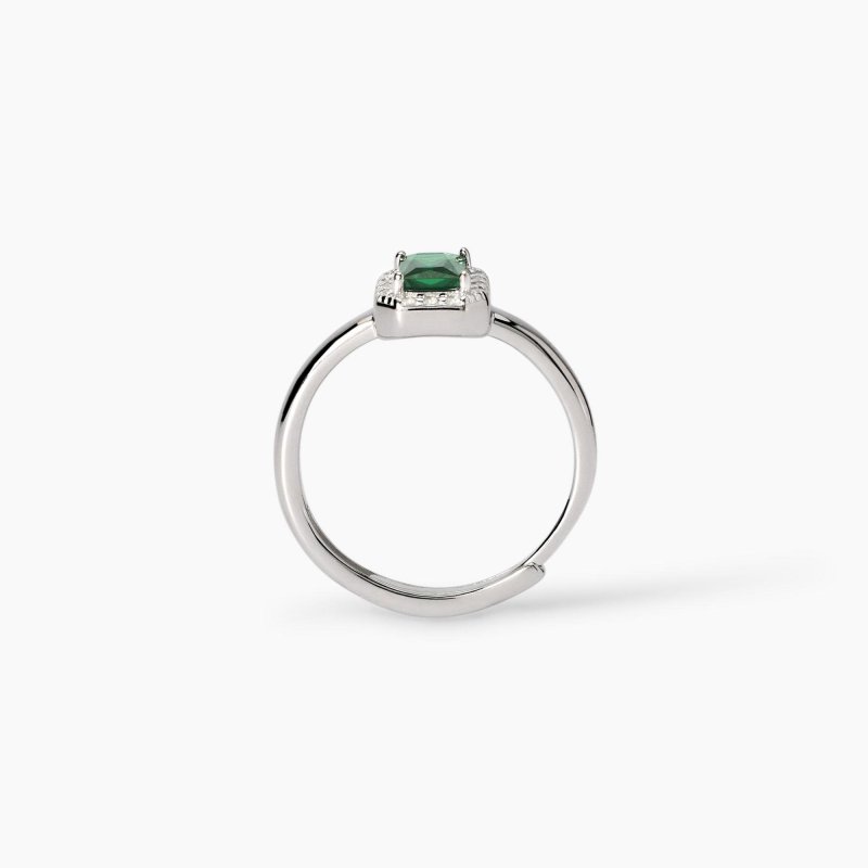 Mabina - Anello Regolabile - Smeraldo Sintetico - Argento