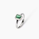 Mabina - Anello Regolabile - Smeraldo Sintetico - Argento