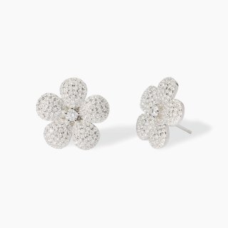 Mabina - Orecchini A Fiore - Zirconi Bianchi - Argento