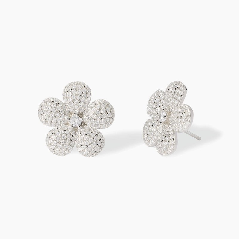 Mabina - Orecchini A Fiore - Zirconi Bianchi - Argento