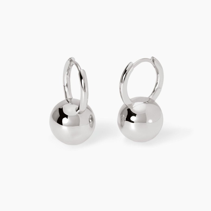 Mabina - Orecchini A Cerchio - Sfera Boule - Argento