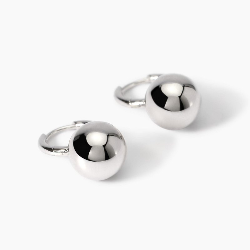 Mabina - Orecchini A Cerchio - Sfera Boule - Argento