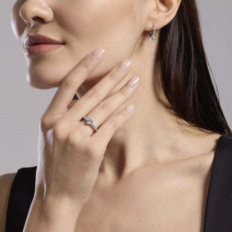 Mabina - Orecchini Monachella - Zirconi Cuore - Argento