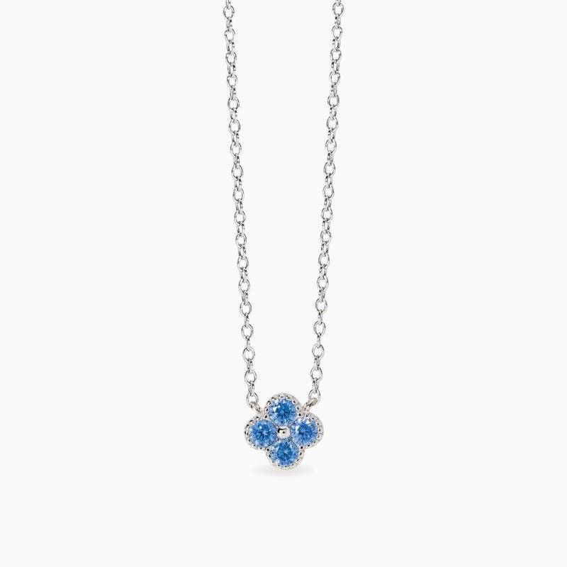 Mabina - Girocollo Fiore Azzurro - Argento - Zirconi