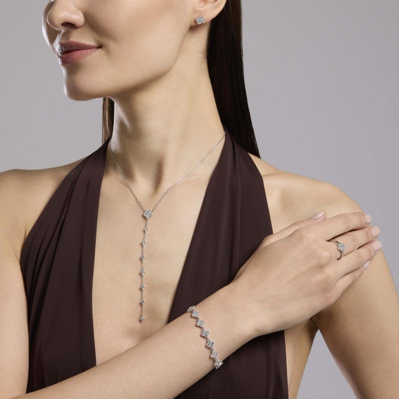 Mabina - Collana Catena A Y - Fiore Jasmine - Argento