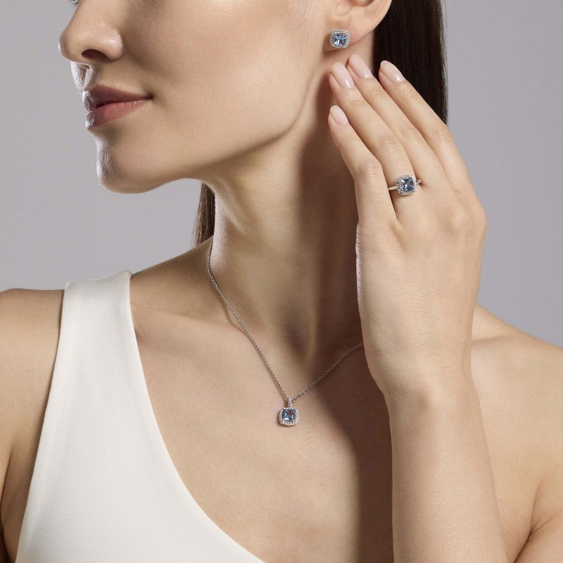 Mabina - Girocollo Con Zirconi - Argento - Acquamarina