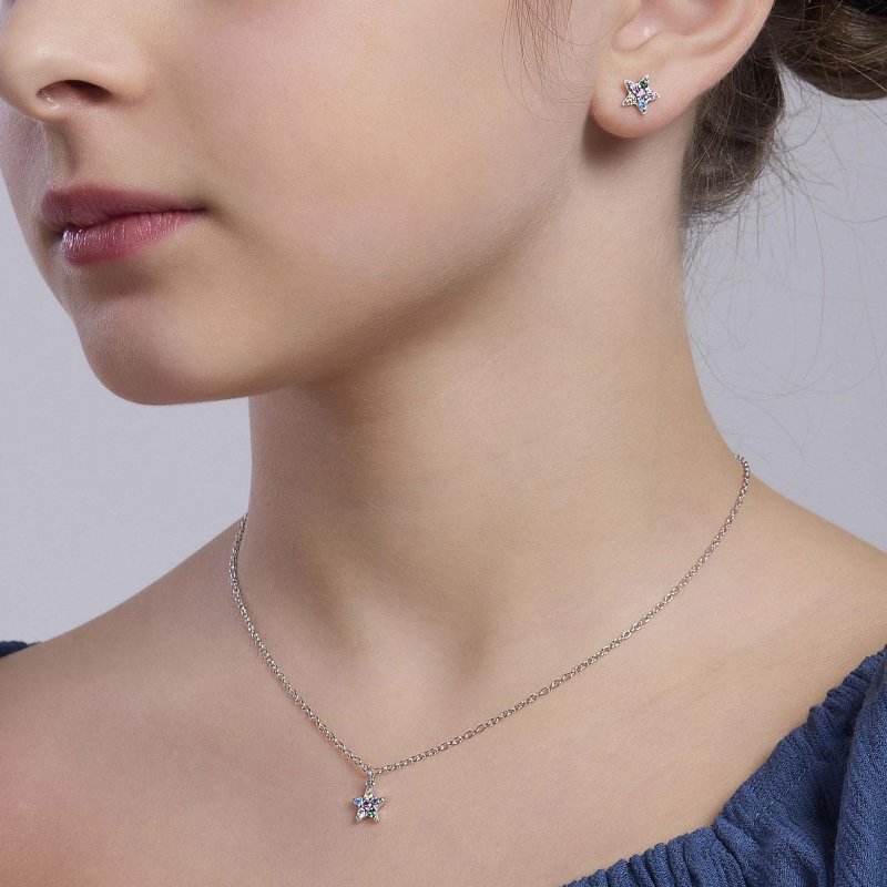Mabina - Girocollo Stella Multicolor - Argento - Zirconi
