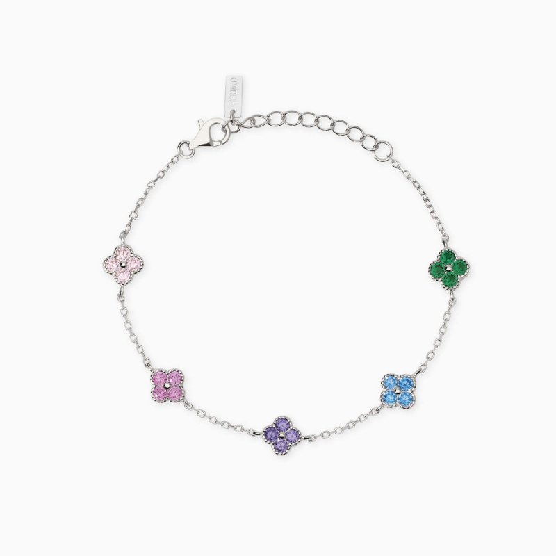 Mabina - Bracciale Jasmine - Argento Dorato - Fiori Zirconi