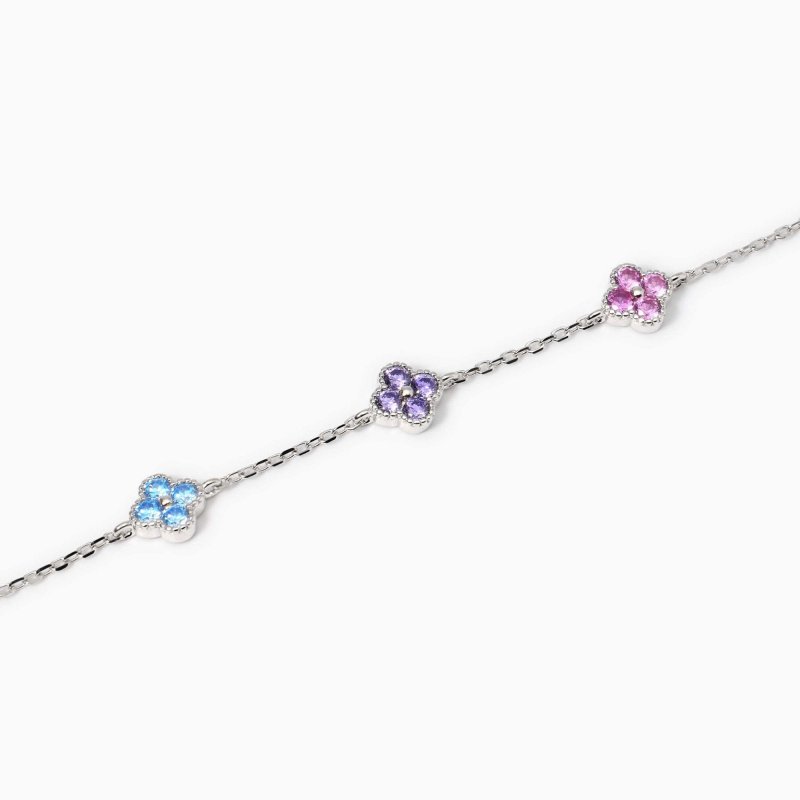 Mabina - Bracciale Jasmine - Argento Dorato - Fiori Zirconi