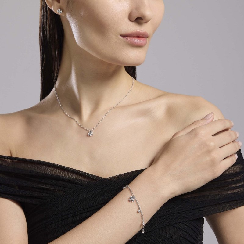 Mabina - Bracciale Con Ciondoli - Zircone - Quadrifoglio