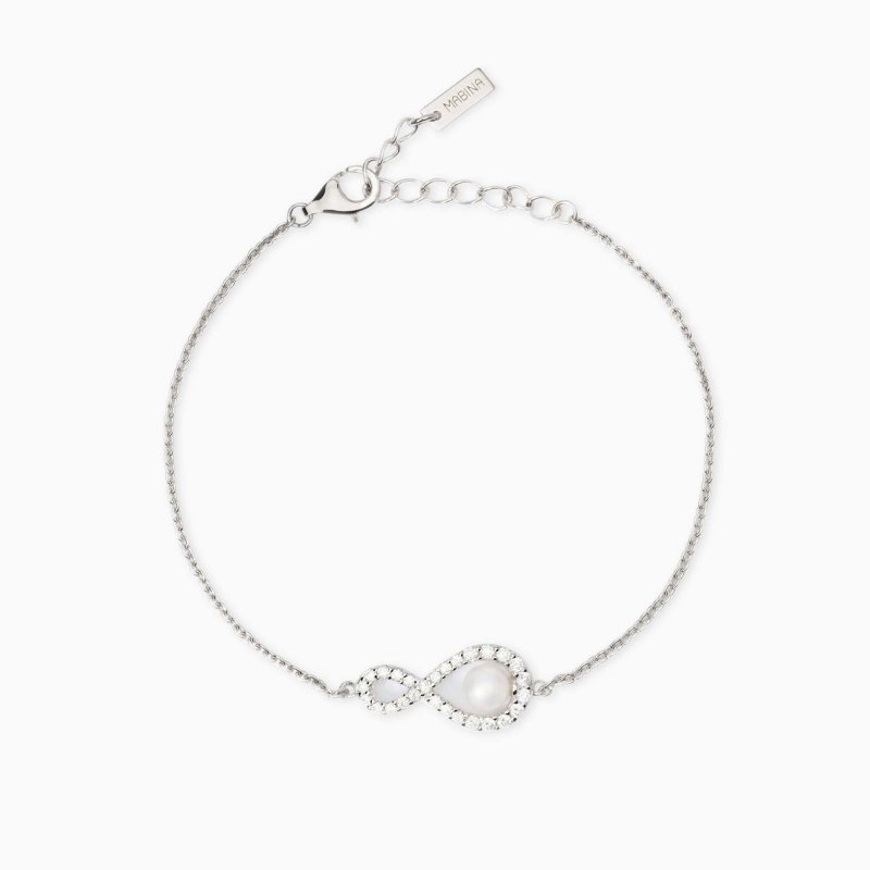 Mabina - Bracciale Infinito - Argento - Perla Coltivata