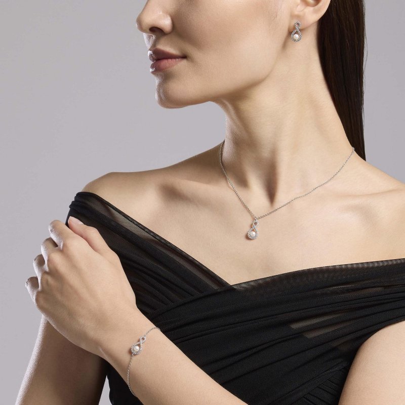 Mabina - Bracciale Infinito - Argento - Perla Coltivata
