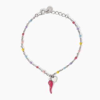 Mabina - Bracciale Multicolor - Cornetto Rosa - Argento