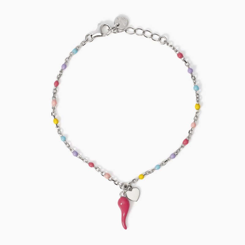 Mabina - Bracciale Multicolor - Cornetto Rosa - Argento