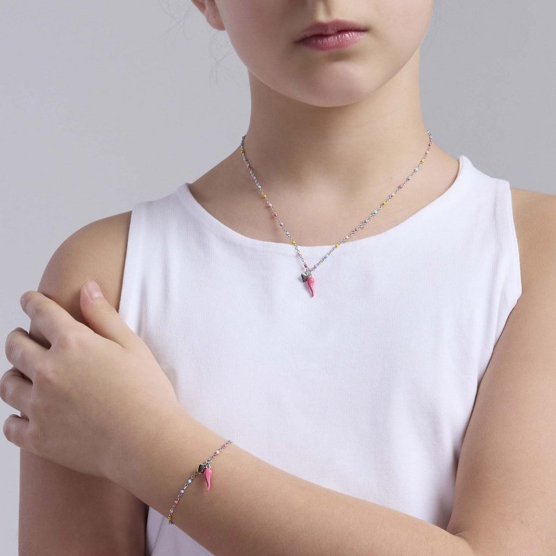 Mabina - Bracciale Multicolor - Cornetto Rosa - Argento