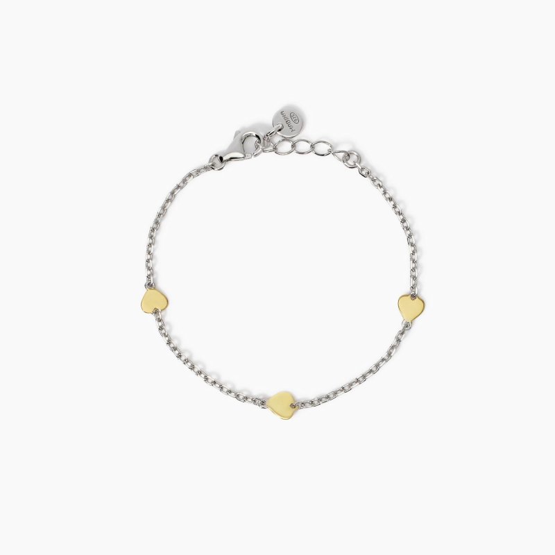 Mabina - Bracciale In Argento - Cuori Oro 9K