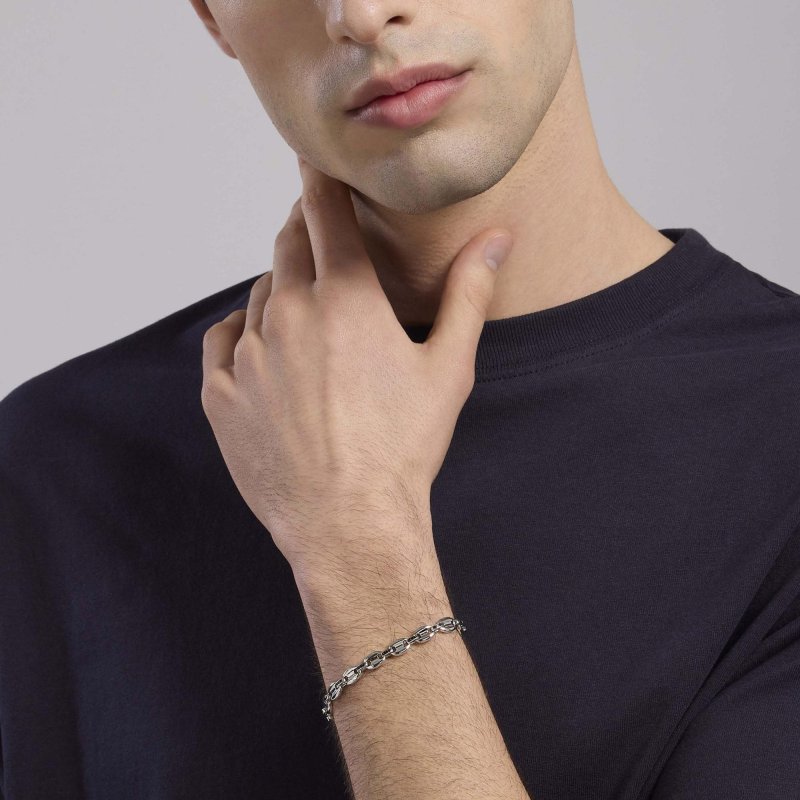 Mabina - Bracciale Uomo - Maglia Marina - Zirconi Neri