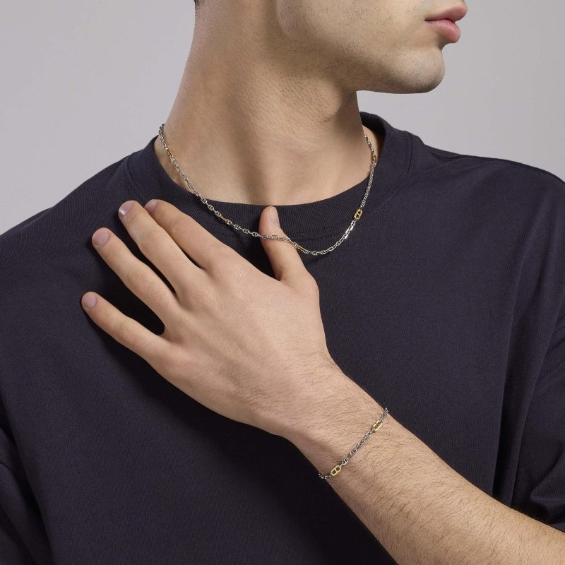Mabina - Bracciale Uomo - Argento Rodiato - Oro 18K