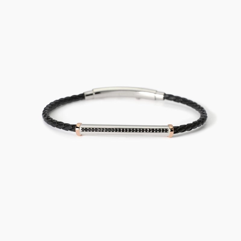 Mabina - Bracciale Intrecciato - Lab Leather - Argento
