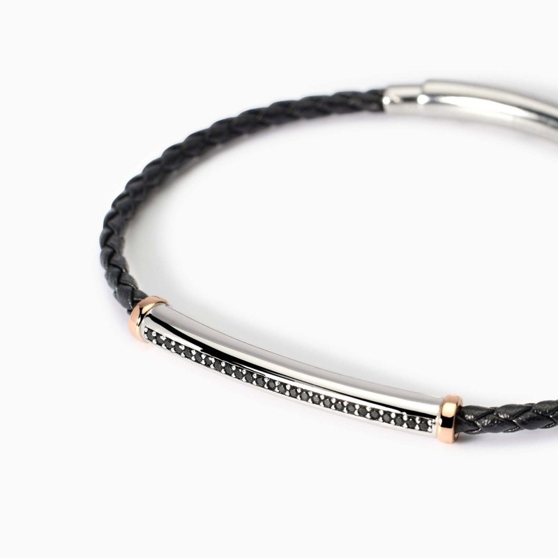 Mabina - Bracciale Intrecciato - Lab Leather - Argento