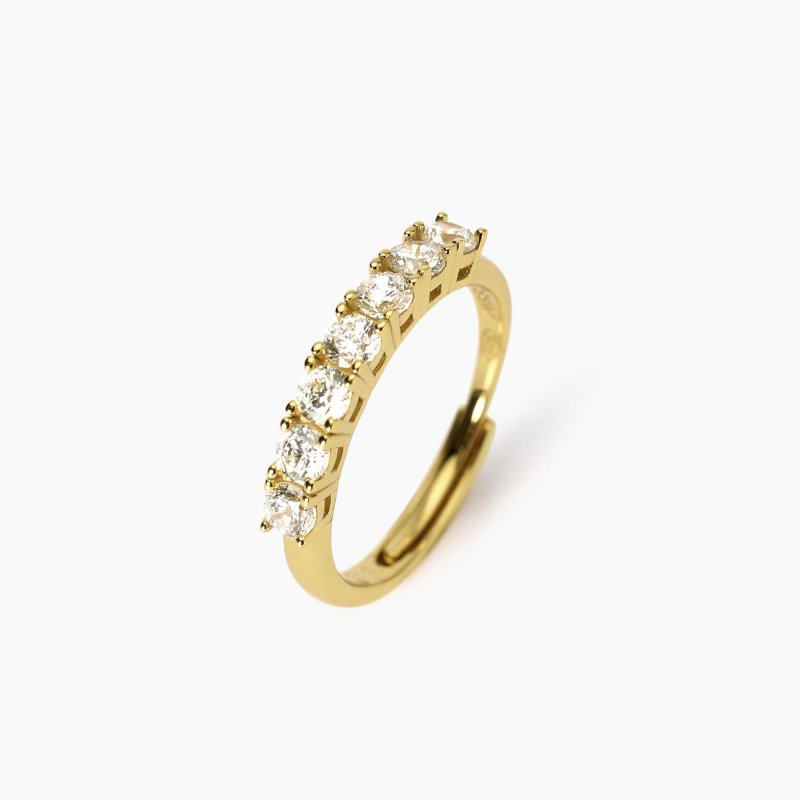 Mabina - Anello Veretta Dorato - Zirconi - Regolabile