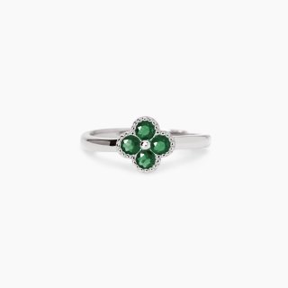 Mabina - Anello Con Fiore Verde Jasmine - Argento