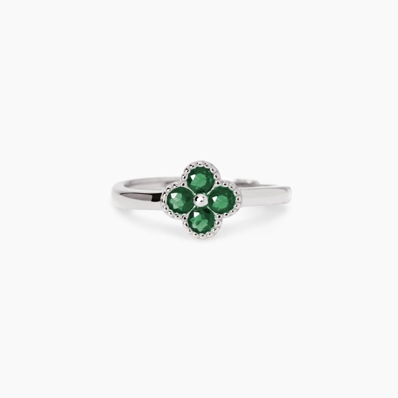 Mabina - Anello Con Fiore Verde Jasmine - Argento