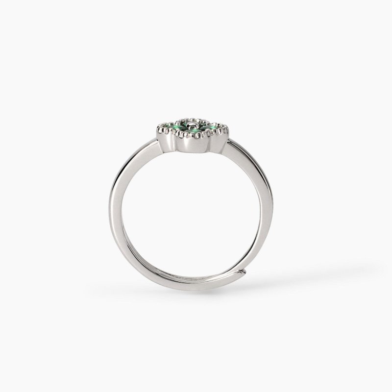 Mabina - Anello Con Fiore Verde Jasmine - Argento