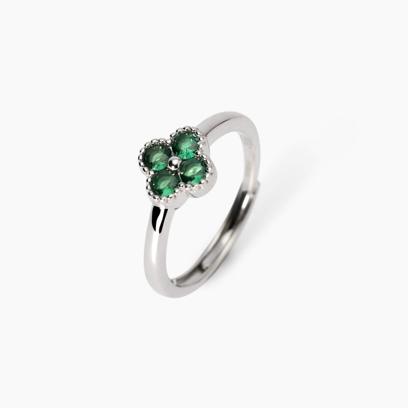 Mabina - Anello Con Fiore Verde Jasmine - Argento