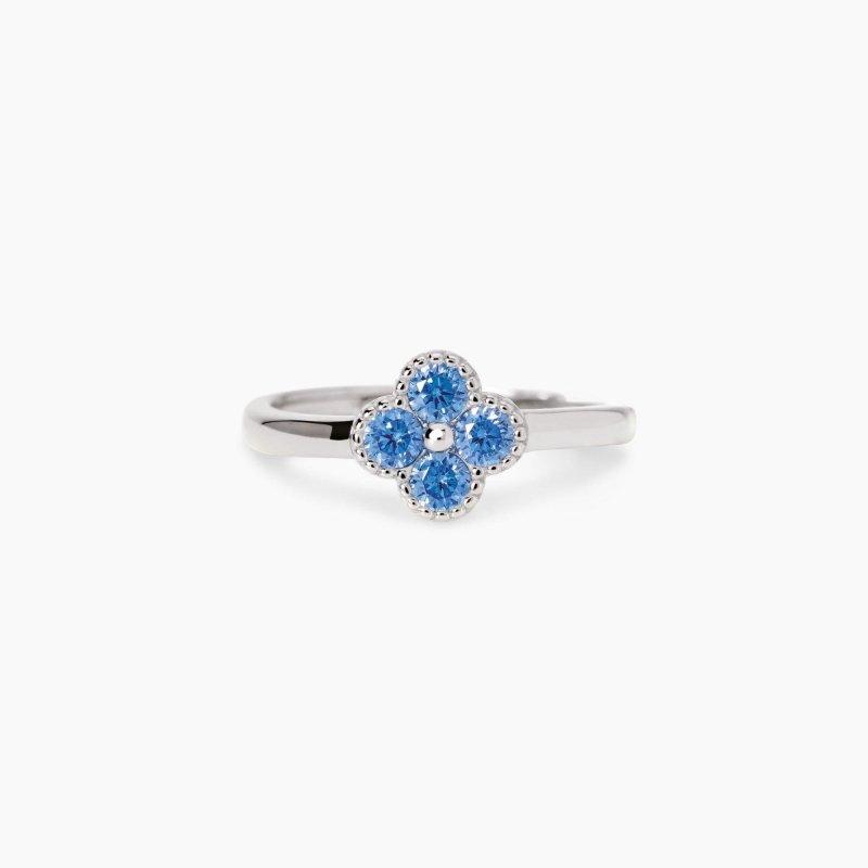 Mabina - Anello Con Fiore Azzurro Jasmine - Argento