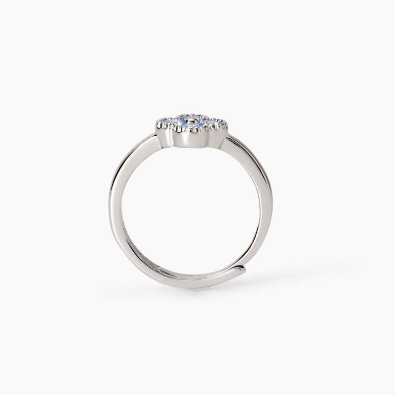 Mabina - Anello Con Fiore Azzurro Jasmine - Argento