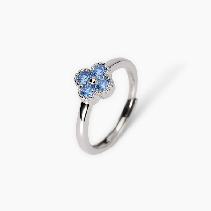 Mabina - Anello Con Fiore Azzurro Jasmine - Argento