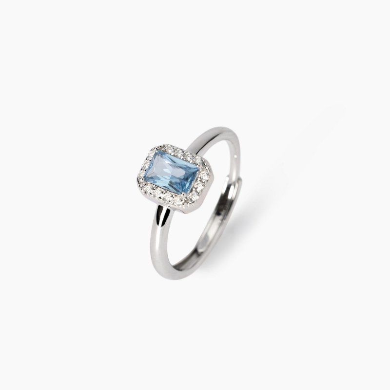 Mabina - Anello Con Acquamarina Sintetica - Argento 925