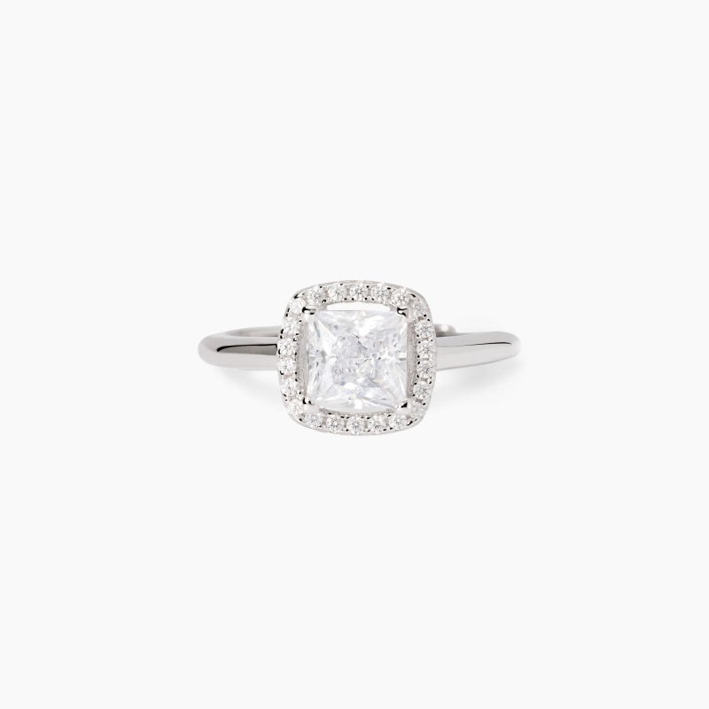 Mabina - Anello Argento Zircone - Taglio Princess