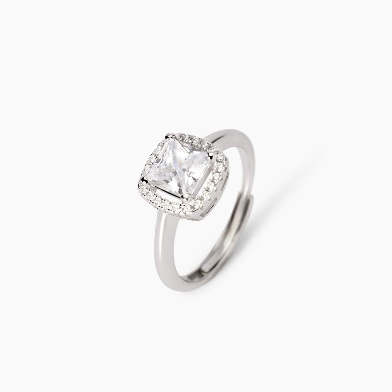 Mabina - Anello Argento Zircone - Taglio Princess
